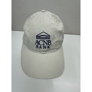 Legacy Unisex Baseball Hat Tan ACNB Bank Blue Embroidered Logo Adjustable